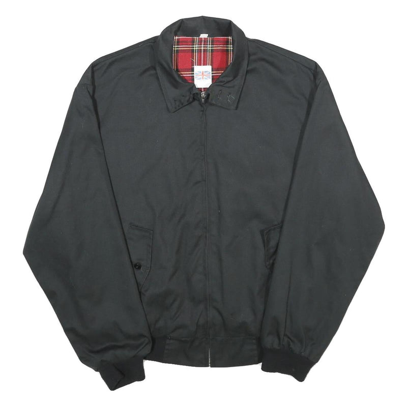 Mens Black Jacket L Polyester Blend Plain Zip Classic Fit Casual Outerwear