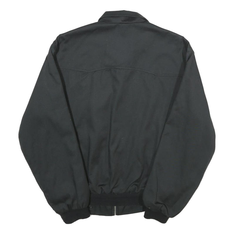 Mens Black Jacket L Polyester Blend Plain Zip Classic Fit Casual Outerwear