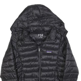 PATAGONIA Mens Black Puffer Jacket S Polyester Zip Hooded Lightweight Quilted