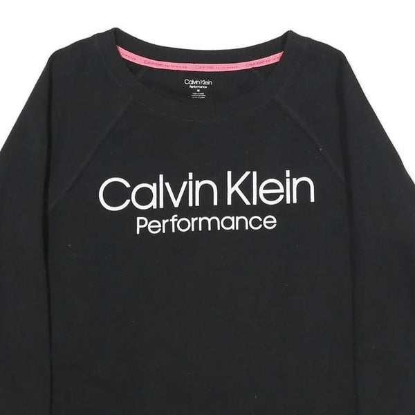 CALVIN KLEIN PERFORMANCE Womens Black Cotton Blend Crew Neck Sweatshirt S