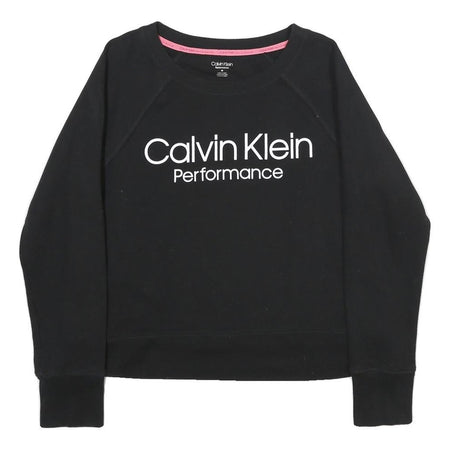 CALVIN KLEIN PERFORMANCE Womens Black Cotton Blend Crew Neck Sweatshirt S