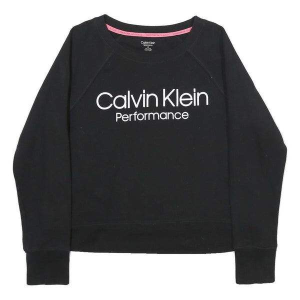 CALVIN KLEIN PERFORMANCE Womens Black Cotton Blend Crew Neck Sweatshirt S