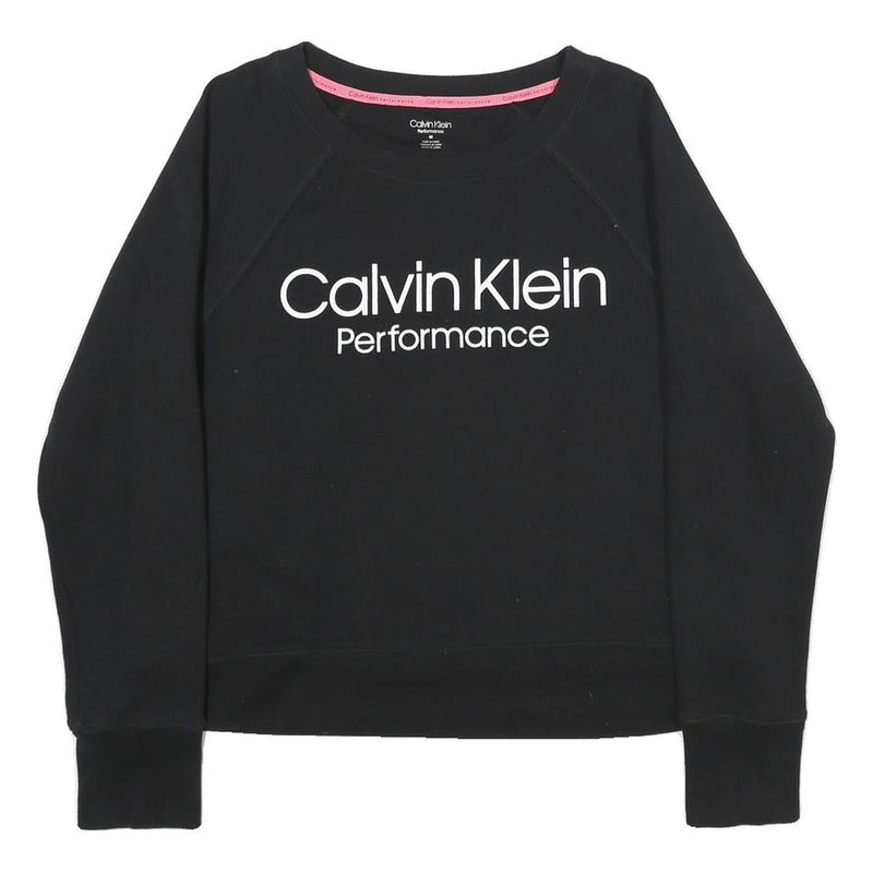 CALVIN KLEIN PERFORMANCE Womens Black Cotton Blend Crew Neck Sweatshirt S