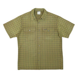 JACK WOLFSKIN Mens Green Check Shirt L Cotton Blend Button Front Outdoor Casual