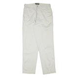 TIMBERLAND Mens Cotton Blend White Regular Straight Trousers W33 L33 Classic Zip