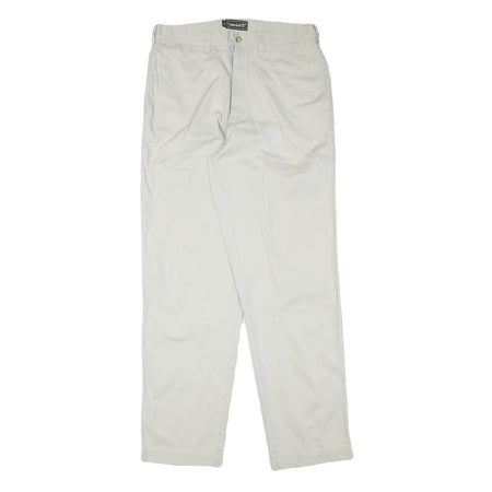 TIMBERLAND Mens Cotton Blend White Regular Straight Trousers W33 L33 Classic Zip