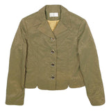 YIKAI DRESS CO Womens Beige Silk Button Jacket S Woven Tailored