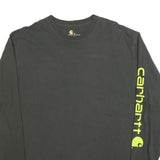CARHARTT Mens Black XL Long Sleeve Crew Neck Logo Print Cotton Blend T-Shirt