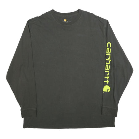 CARHARTT Mens Black XL Long Sleeve Crew Neck Logo Print Cotton Blend T-Shirt