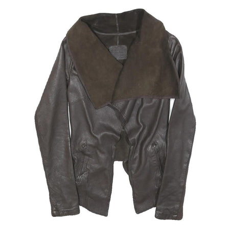 ALL SAINTS Womens Brown Leather Leather Jacket UK 6 Plain Classic Slim Fit