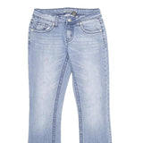 MASSINI Womens Jeans Blue Regular Bootcut Denim Light W28 L32 Stylish Embroidery