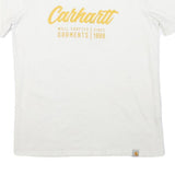 CARHARTT Womens White Graphic T-Shirt S Short Sleeve Crew Neck Logo Print