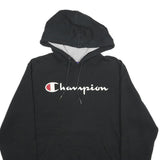 CHAMPION Mens Black Pullover Hoodie S Branded Logo Cotton Blend Casual