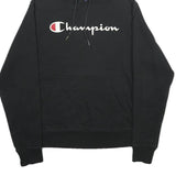 CHAMPION Mens Black Pullover Hoodie S Branded Logo Cotton Blend Casual