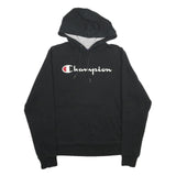 CHAMPION Mens Black Pullover Hoodie S Branded Logo Cotton Blend Casual