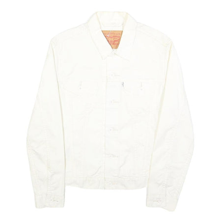 LEVI'S Womens White Button Jacket S Cotton Blend Plain Classic Casual Outerwear
