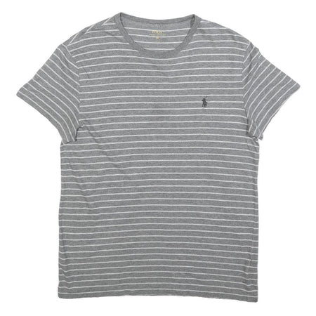 POLO RALPH LAUREN Mens Grey & White Stripe Short Sleeve Crew Neck T-Shirt S