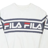 FILA Mens White & Navy Blue Crew Neck S Logo Sweatshirt Cotton Blend
