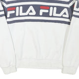 FILA Mens White & Navy Blue Crew Neck S Logo Sweatshirt Cotton Blend