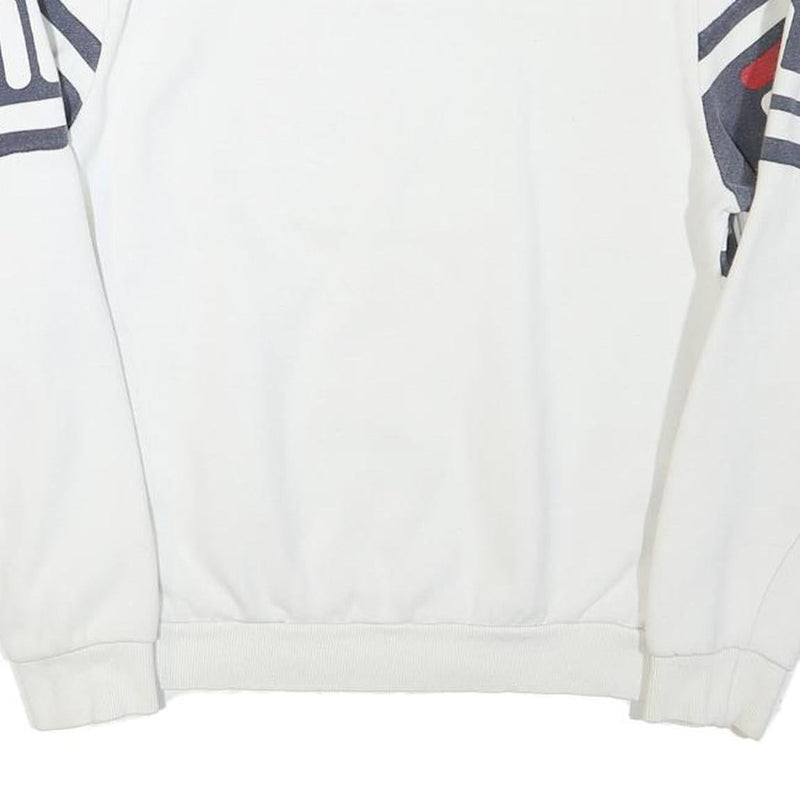 FILA Mens White & Navy Blue Crew Neck S Logo Sweatshirt Cotton Blend