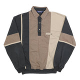 LD SPORT Mens Black & Beige Colour Block Collared M Cotton Blend Sweatshirt