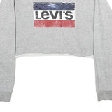 LEVI'S Womens Grey Cotton Crew Neck Sweatshirt S Cropped Logo Pullover