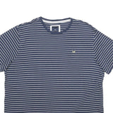 CREW CLOTHING Mens Blue & White Striped T-Shirt 2XL Short Sleeve Crew Neck