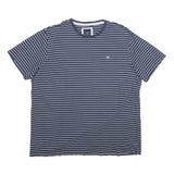 CREW CLOTHING Mens Blue & White Striped T-Shirt 2XL Short Sleeve Crew Neck