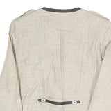 CINOCHE Womens Beige Cotton Blend Button Jacket S Contrast Trim Tailored