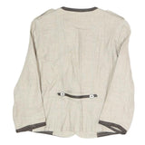 CINOCHE Womens Beige Cotton Blend Button Jacket S Contrast Trim Tailored