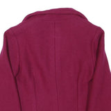 Womens Burgundy Wool Blend Button Jacket XS Tailored Plain Stylish Winter