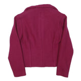 Womens Burgundy Wool Blend Button Jacket XS Tailored Plain Stylish Winter