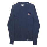PRETTY GREEN Mens Blue Plain Crew Neck Basic Knit Jumper XS Wool Blend Stylish