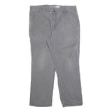 CARHARTT Mens Relaxed Grey Cotton Blend Zip Trousers W38 L30 Workwear Casual