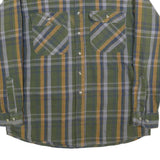 FIELDMASTER Mens Green & Yellow Check Shirt L Cotton Blend Workwear Button