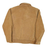 Mens Beige Leather Button Closure Jacket L Suede Plain Casual Outerwear