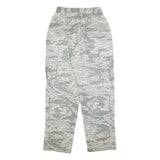 Womens Regular Fit Grey Camouflage Cotton Blend Button Cargo Trousers W34 L29