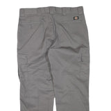 DICKIES Mens Polyester Blend Grey Regular Straight Trousers W38 L30 Workwear Zip
