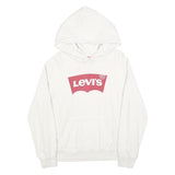 LEVI'S Mens White Hoodie S Cotton Blend Pullover Casual Sweatshirt
