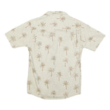 PACIFIC LEGEND Mens Beige Palm Tree Print Shirt S Casual Cotton Summer Holiday