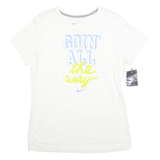 NIKE Womens White Graphic T-Shirt XL Short Sleeve Crew Neck Cotton Casual