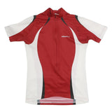 CRAFT Mens Red & White Cycling Jersey L Short Sleeve 1/4 Zip Sports Shirt