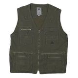 BIG JOS Mens Green Cotton Blend Utility Vest L Cotton Blend Plain Outdoor Zip