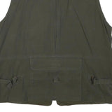 BIG JOS Mens Green Cotton Blend Utility Vest L Cotton Blend Plain Outdoor Zip