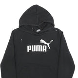 PUMA Womens Black Hoodie UK 12 Cotton Blend Pullover Hooded Sweatshirt