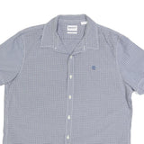 TIMBERLAND Mens Blue Check Short Sleeve Shirt XL Casual Button Down Cotton Blend