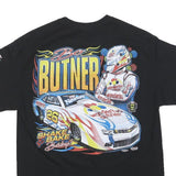 GILDAN Mens Black Bo Butner Graphic T-Shirt M Short Sleeve Crew Neck Racing