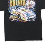GILDAN Mens Black Bo Butner Graphic T-Shirt M Short Sleeve Crew Neck Racing
