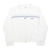 ELLESSE Womens White & Blue Retro Stripe Zip Jacket M Polyester Blend Casual