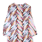 BOSS Womens Multicolour Silk Blend Day Dress V-Neck 3/4 Sleeve S Striped Casual